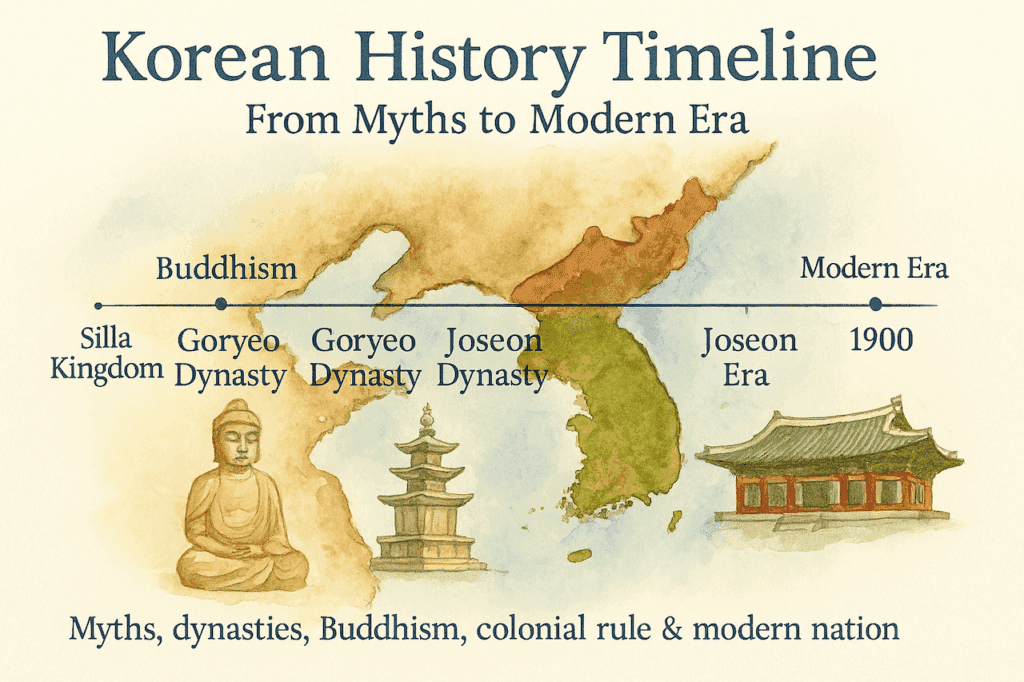 Korean History Timeline — 8 powerful eras from myths to modern Korea.