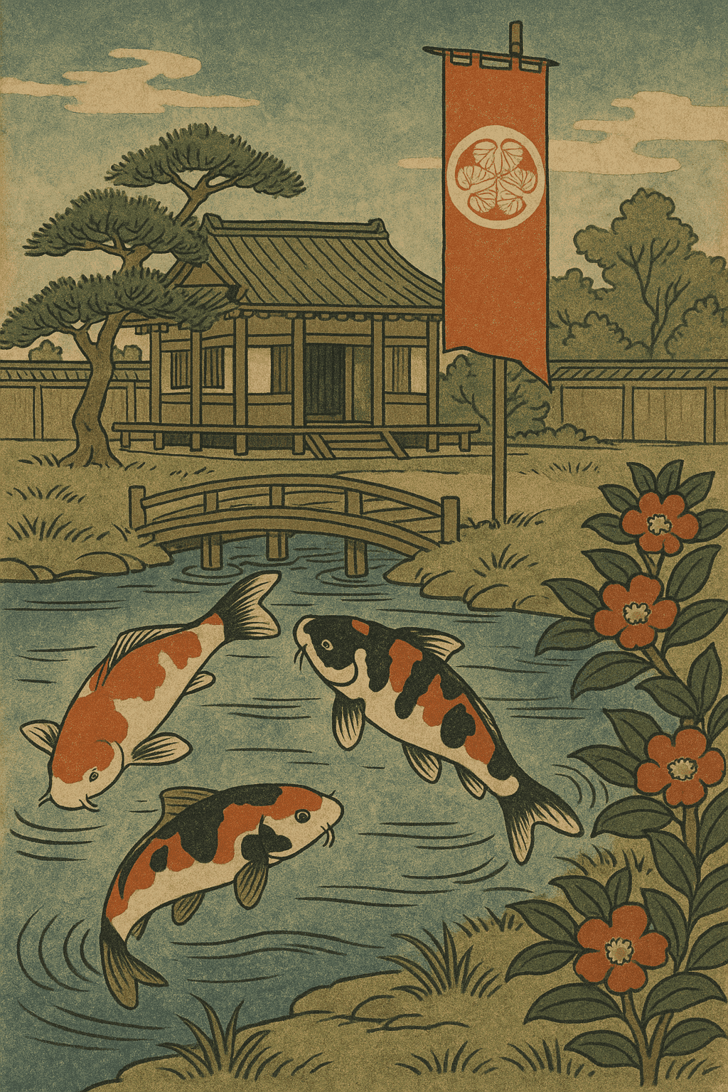 Koi Varieties illustration of Go-Sanke koi from Mantifang