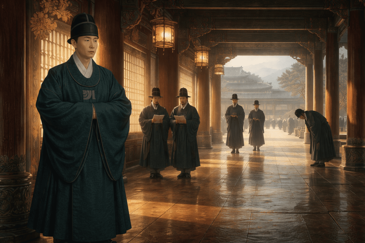 Joseon Palace Hierarchy Explained: 7 Roles, Rank and Court Life 1 Joseon palace hierarchy illustrated through spatial organization of Naesi ranks within the inner court of a Seoul palace