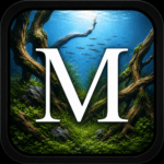 Miroshaki site icon with stylized letter M, underwater nature and aquascaping atmosphere